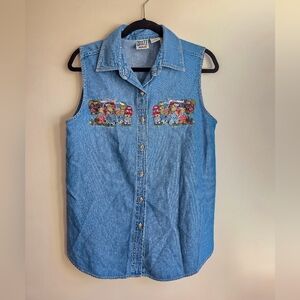 Vintage “Bears County Fair” Embroidered Denim Top
